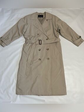 Anne Klein II Beige  Double-Breasted Trench with Belt Size 8 petite